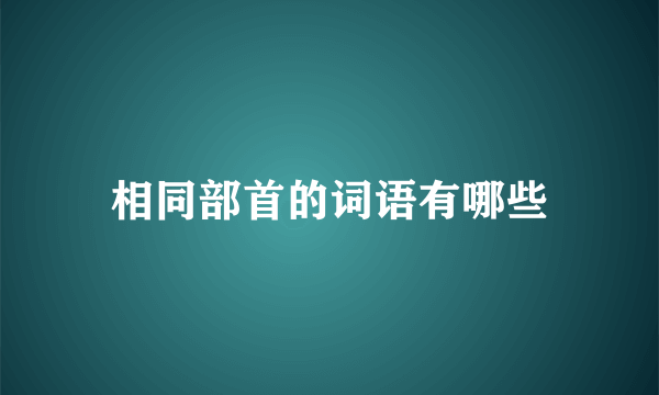 相同部首的词语有哪些