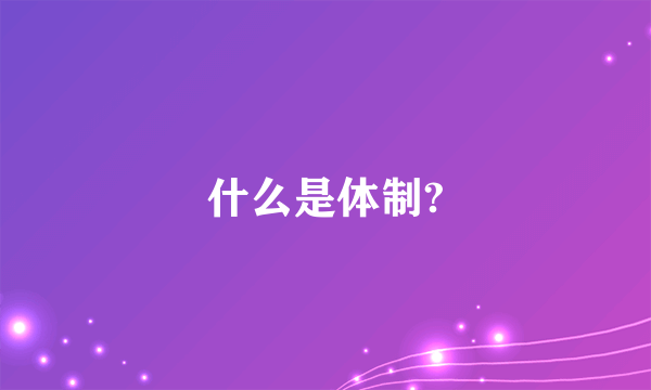 什么是体制?