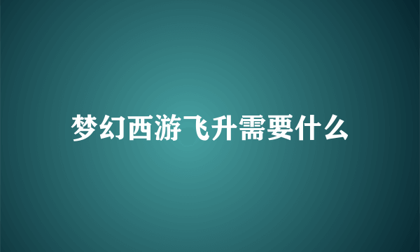 梦幻西游飞升需要什么