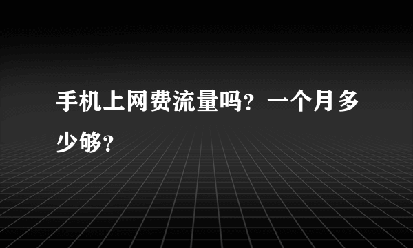 手机上网费流量吗？一个月多少够？