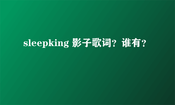 sleepking 影子歌词？谁有？