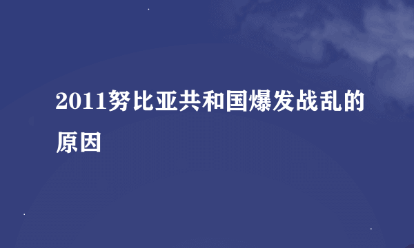 2011努比亚共和国爆发战乱的原因