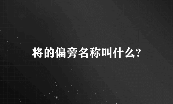 将的偏旁名称叫什么?