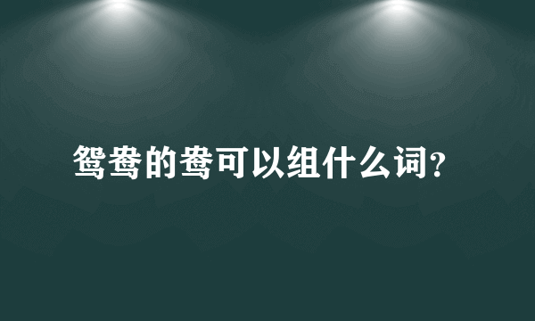 鸳鸯的鸯可以组什么词？