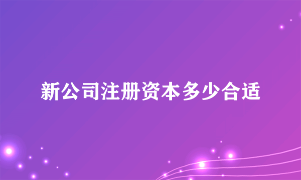 新公司注册资本多少合适