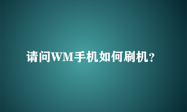 请问WM手机如何刷机？