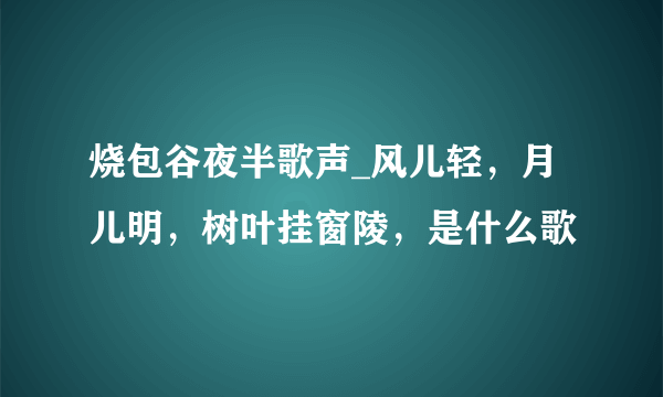 烧包谷夜半歌声_风儿轻，月儿明，树叶挂窗陵，是什么歌