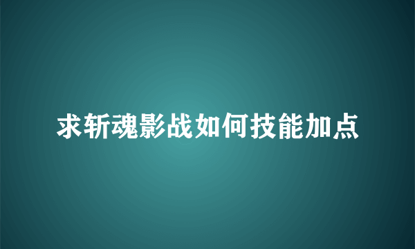 求斩魂影战如何技能加点