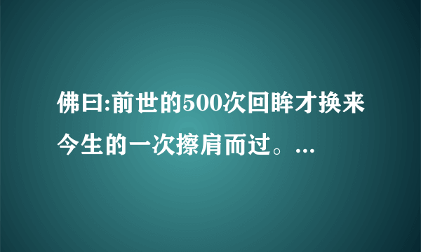 佛曰:前世的500次回眸才换来今生的一次擦肩而过。这个故事的全文是什么呢？