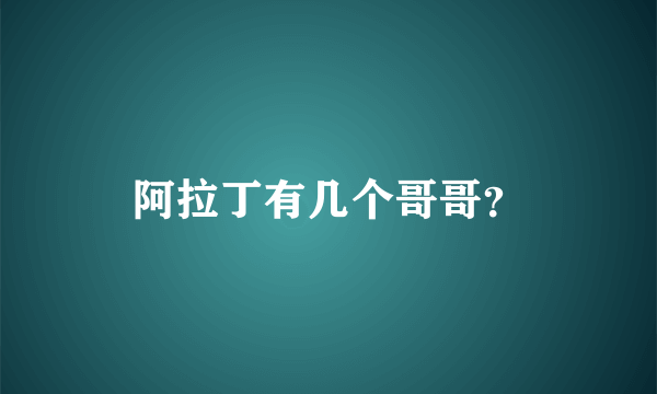 阿拉丁有几个哥哥？