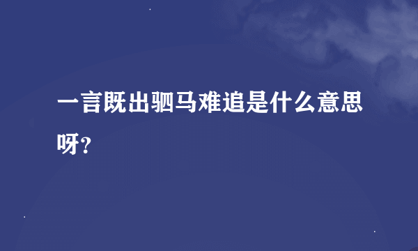 一言既出驷马难追是什么意思呀？