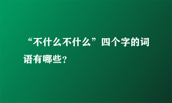 “不什么不什么”四个字的词语有哪些？