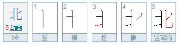 “北”字的笔画顺序图是什么？