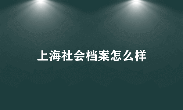 上海社会档案怎么样