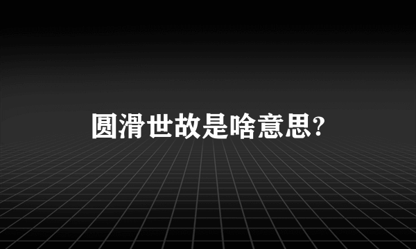 圆滑世故是啥意思?