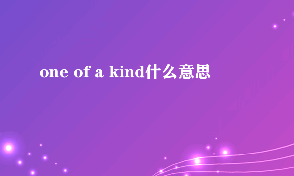 one of a kind什么意思