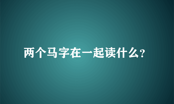 两个马字在一起读什么？