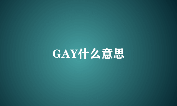 GAY什么意思