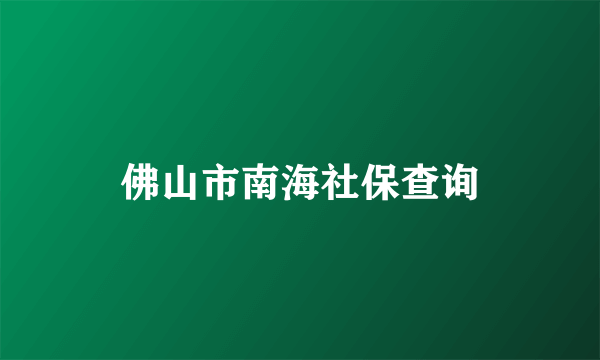 佛山市南海社保查询