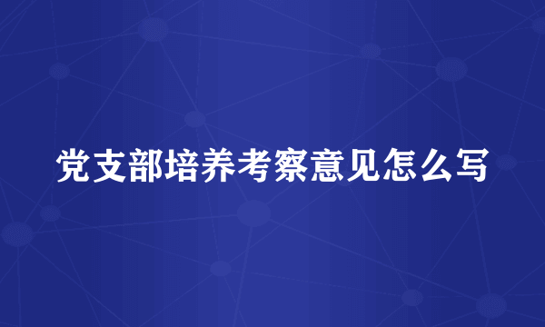 党支部培养考察意见怎么写