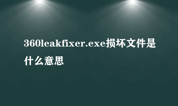 360leakfixer.exe损坏文件是什么意思