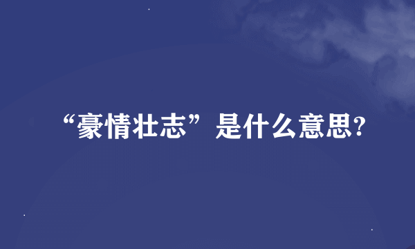 “豪情壮志”是什么意思?