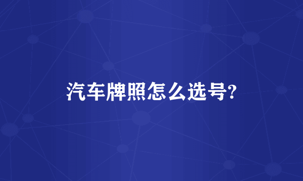 汽车牌照怎么选号?