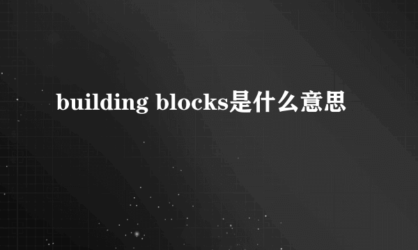 building blocks是什么意思