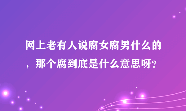 网上老有人说腐女腐男什么的，那个腐到底是什么意思呀？