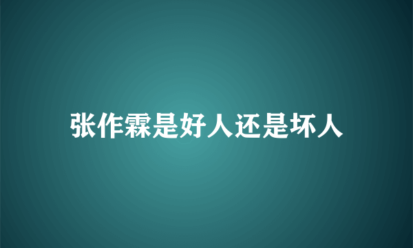 张作霖是好人还是坏人