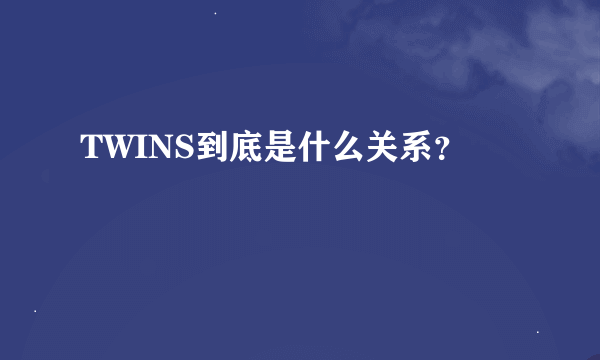 TWINS到底是什么关系？