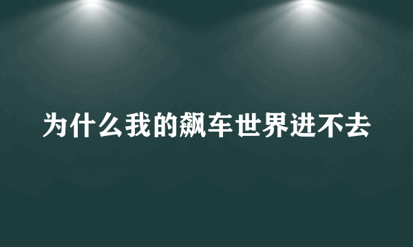 为什么我的飙车世界进不去