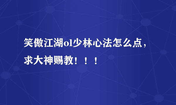 笑傲江湖ol少林心法怎么点，求大神赐教！！！