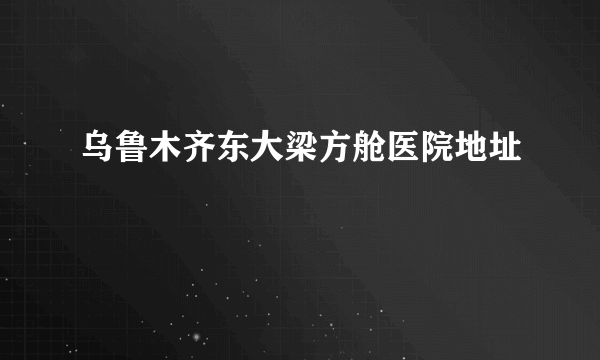 乌鲁木齐东大梁方舱医院地址