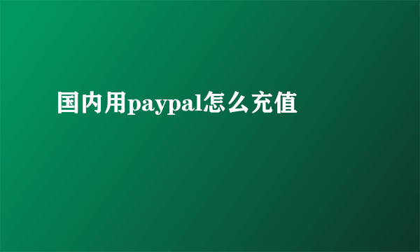 国内用paypal怎么充值