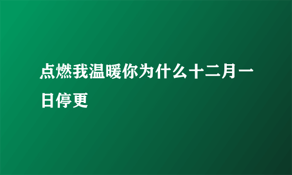 点燃我温暖你为什么十二月一日停更