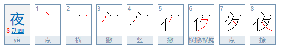 夜的笔顺？