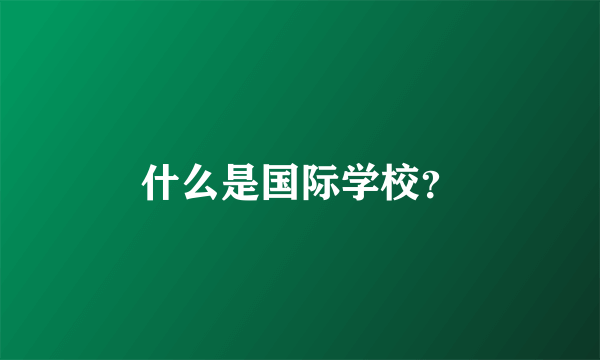 什么是国际学校？