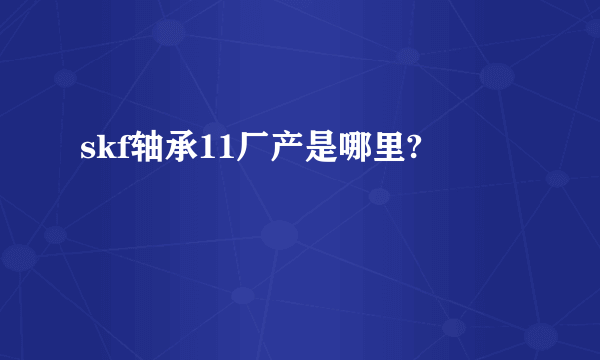 skf轴承11厂产是哪里?