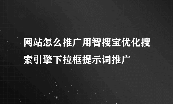 网站怎么推广用智搜宝优化搜索引擎下拉框提示词推广