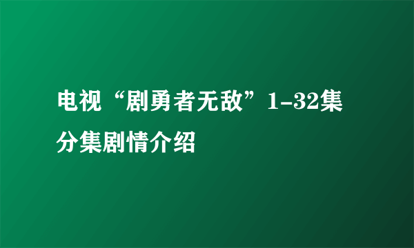 电视“剧勇者无敌”1-32集分集剧情介绍