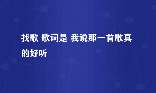 找歌 歌词是 我说那一首歌真的好听