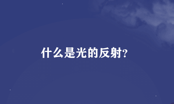 什么是光的反射？