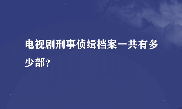 电视剧刑事侦缉档案一共有多少部？