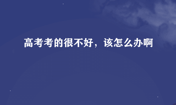 高考考的很不好，该怎么办啊