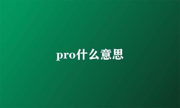 pro什么意思