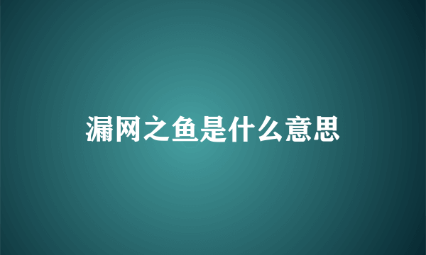 漏网之鱼是什么意思