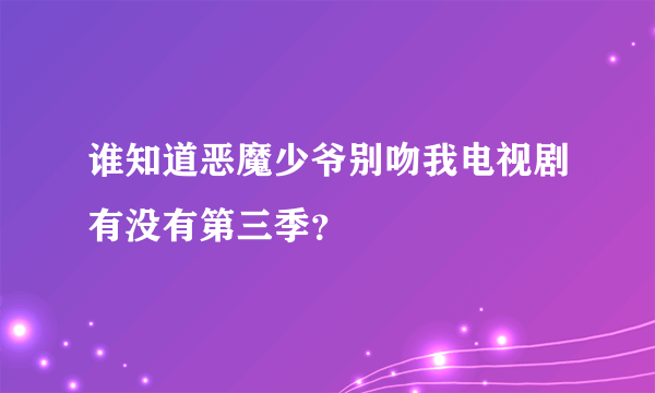 谁知道恶魔少爷别吻我电视剧有没有第三季？