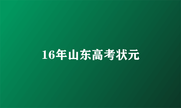 16年山东高考状元