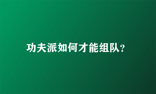 功夫派如何才能组队？